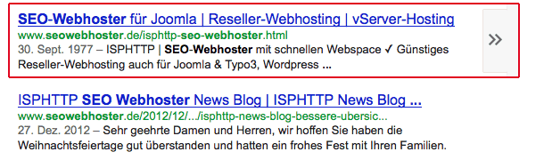 SEO-Webhoster bei Google